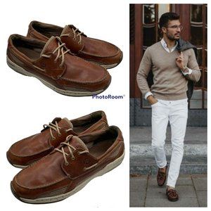DUNHAM Captain Boat Deck Shoes Loafers Mens 12 12D Leather Brown